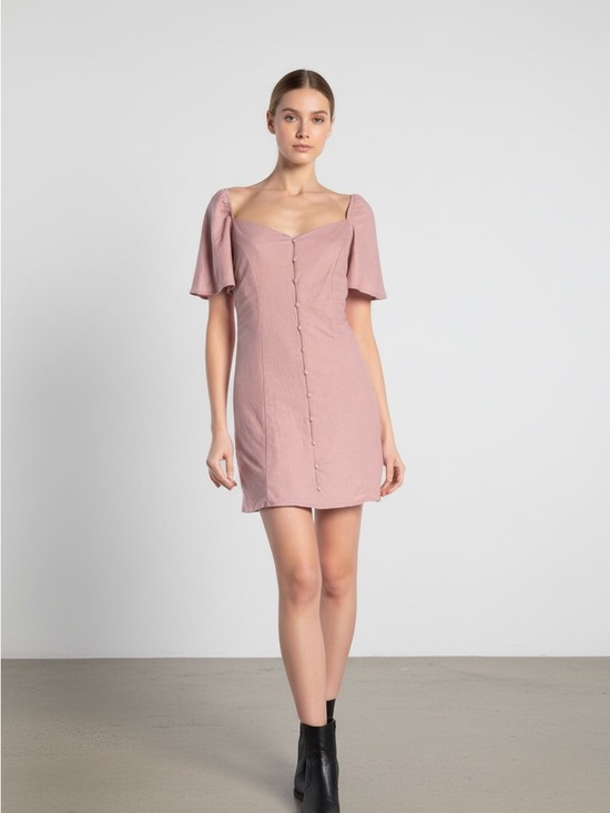 Honey Punch Dresses & Skirts - Honey Punch Blush Pink Button-Front Mini Dress